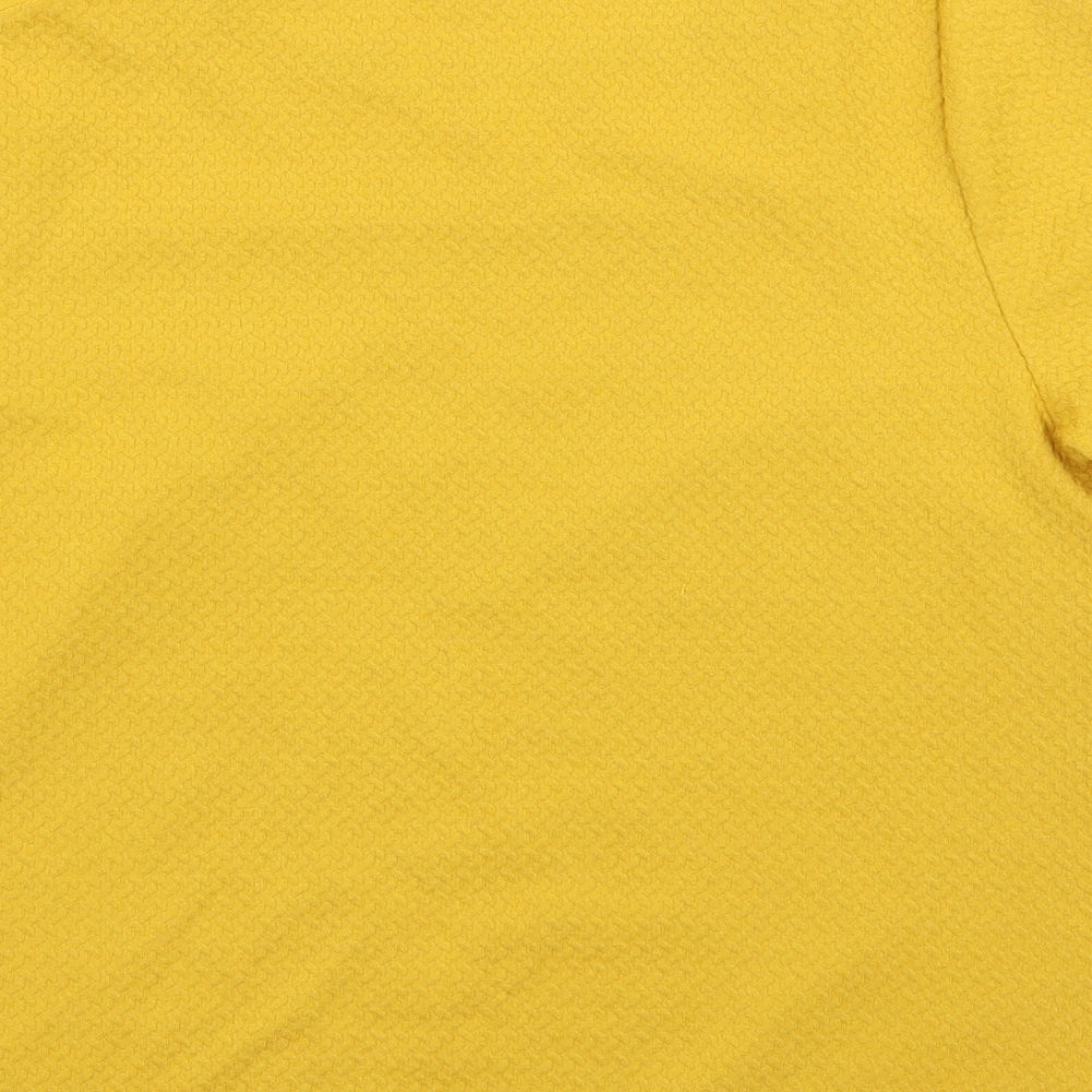 Oasis Womens Yellow  Polyester Basic T-Shirt Size M Round Neck - Faux Leather Detail