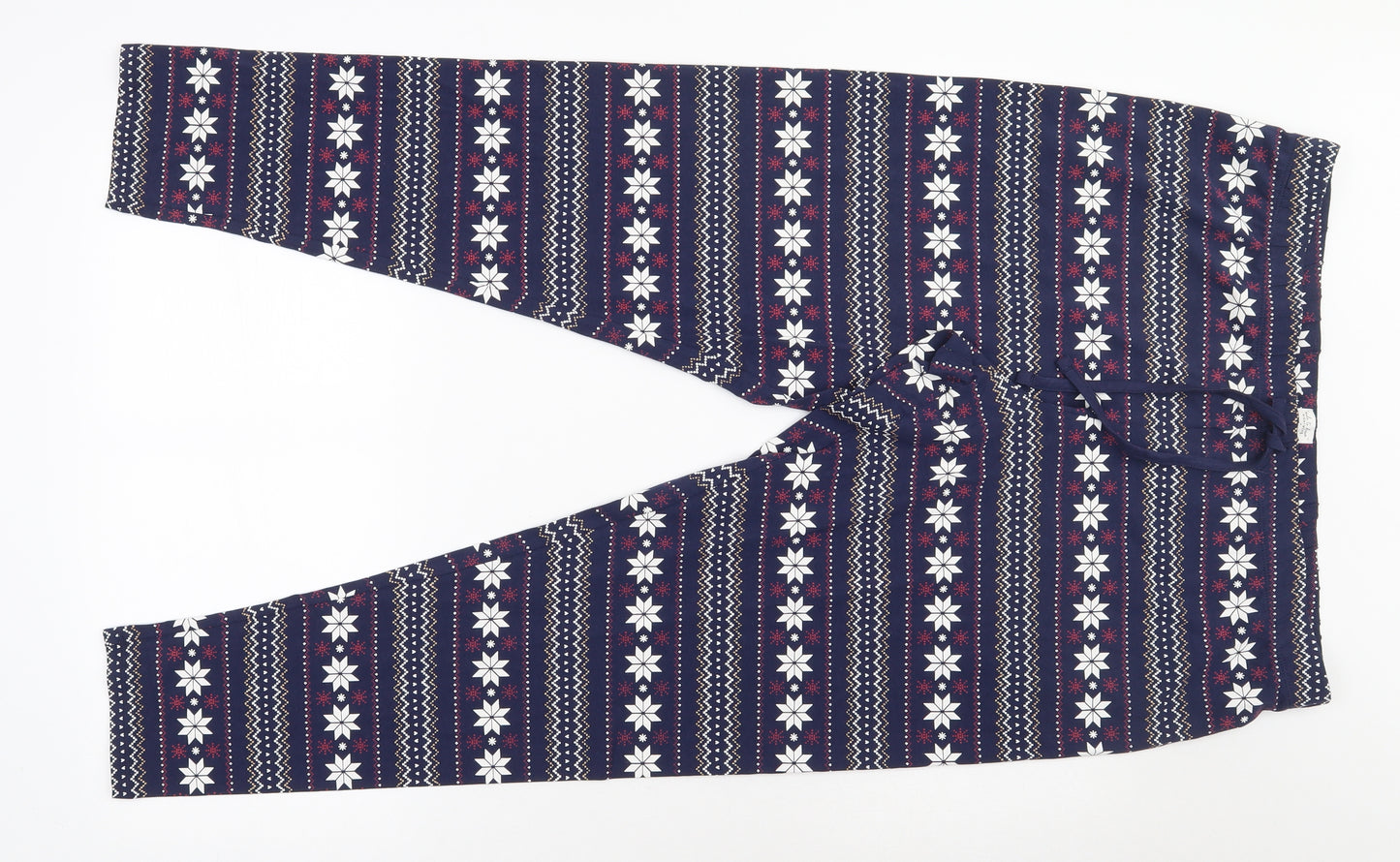 F&F Womens Blue Geometric Cotton  Pyjama Pants Size 20  Drawstring - Waist Size: 35 Inside Leg: 28