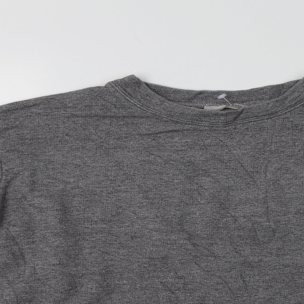 Zara Womens Grey  Cotton Pullover Sweatshirt Size M