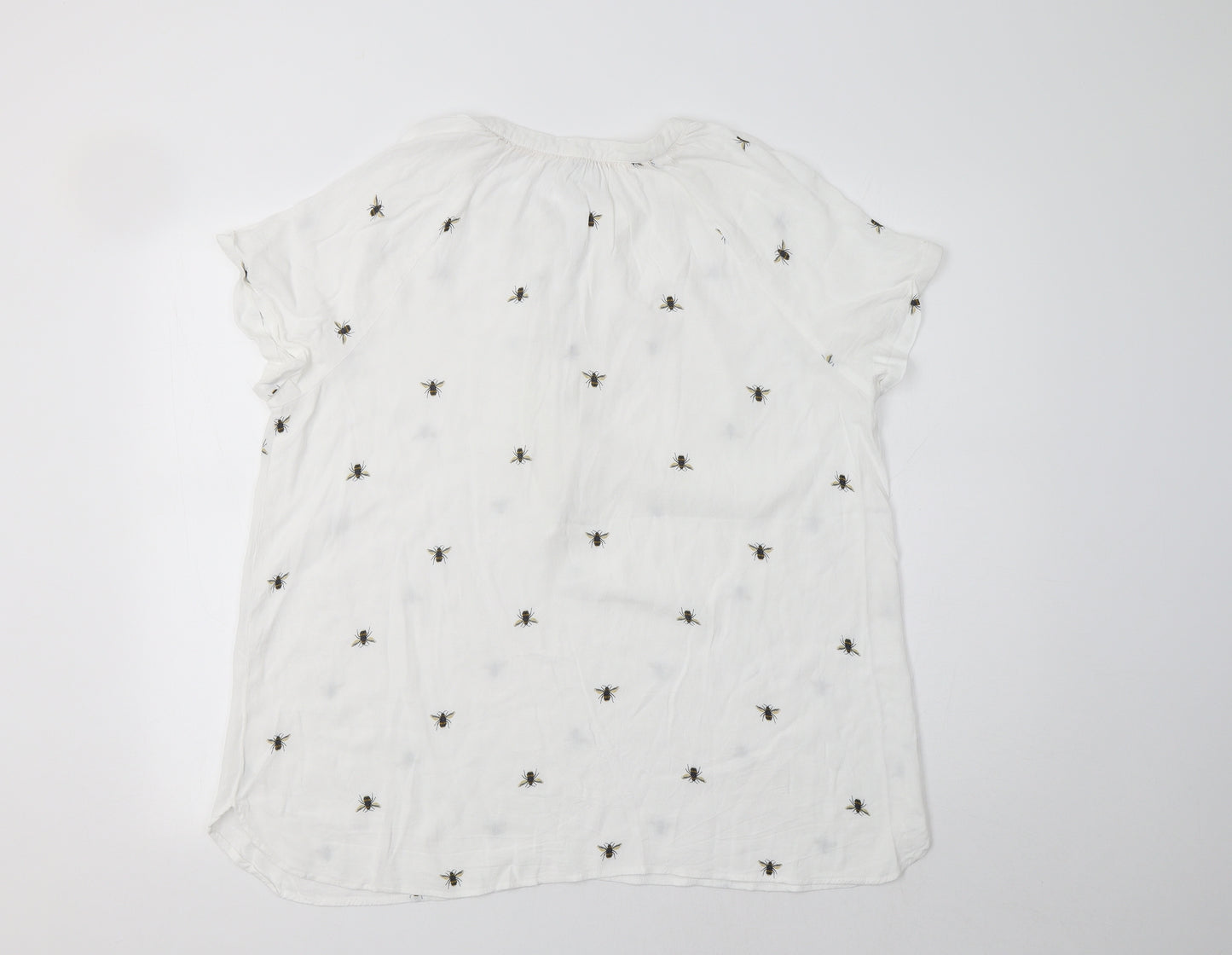 Joules Womens White   Basic Blouse Size 18 V-Neck - Bee Print
