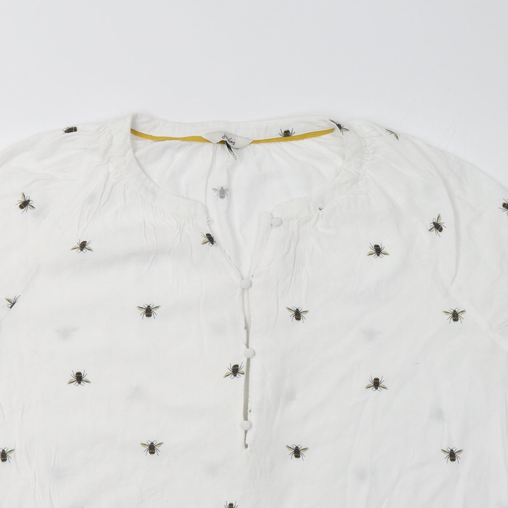 Joules Womens White   Basic Blouse Size 18 V-Neck - Bee Print