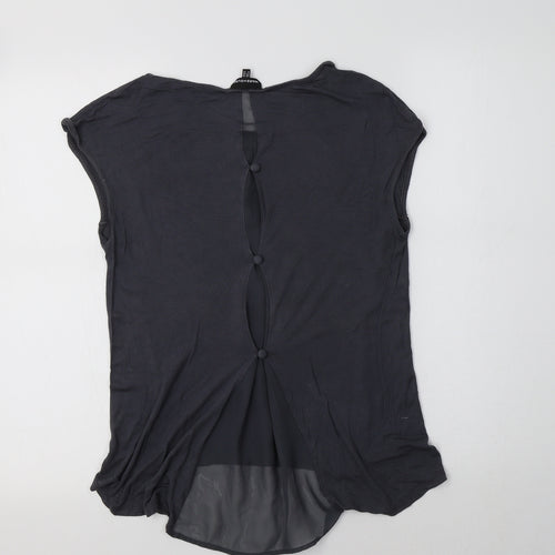 Warehouse Womens Grey Geometric  Basic Blouse Size 10 Crew Neck