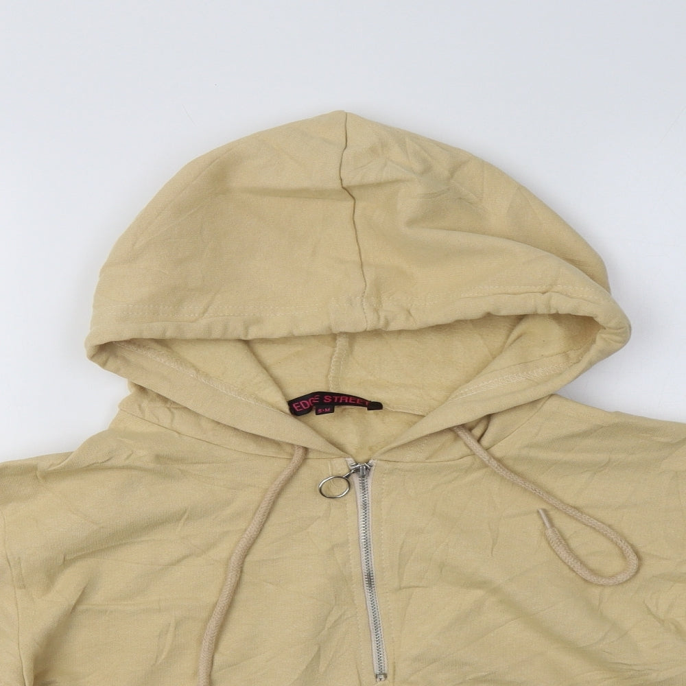 Edge Street Womens Beige  Cotton Henley Hoodie Size S   - Cropped