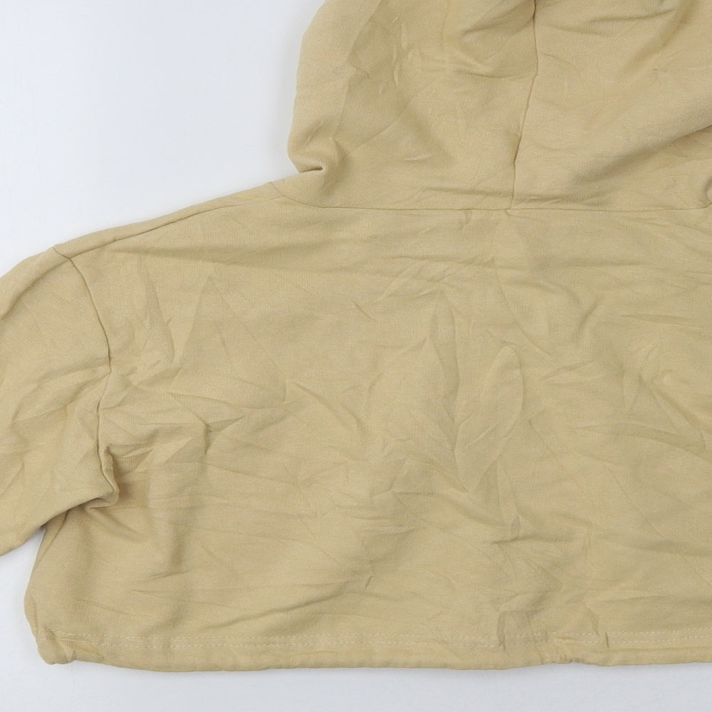 Edge Street Womens Beige  Cotton Henley Hoodie Size S   - Cropped
