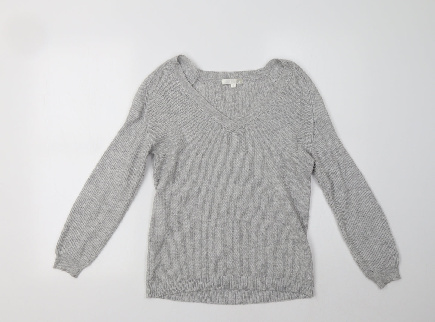 See U Soon Womens Grey V-Neck   Pullover Jumper Size S