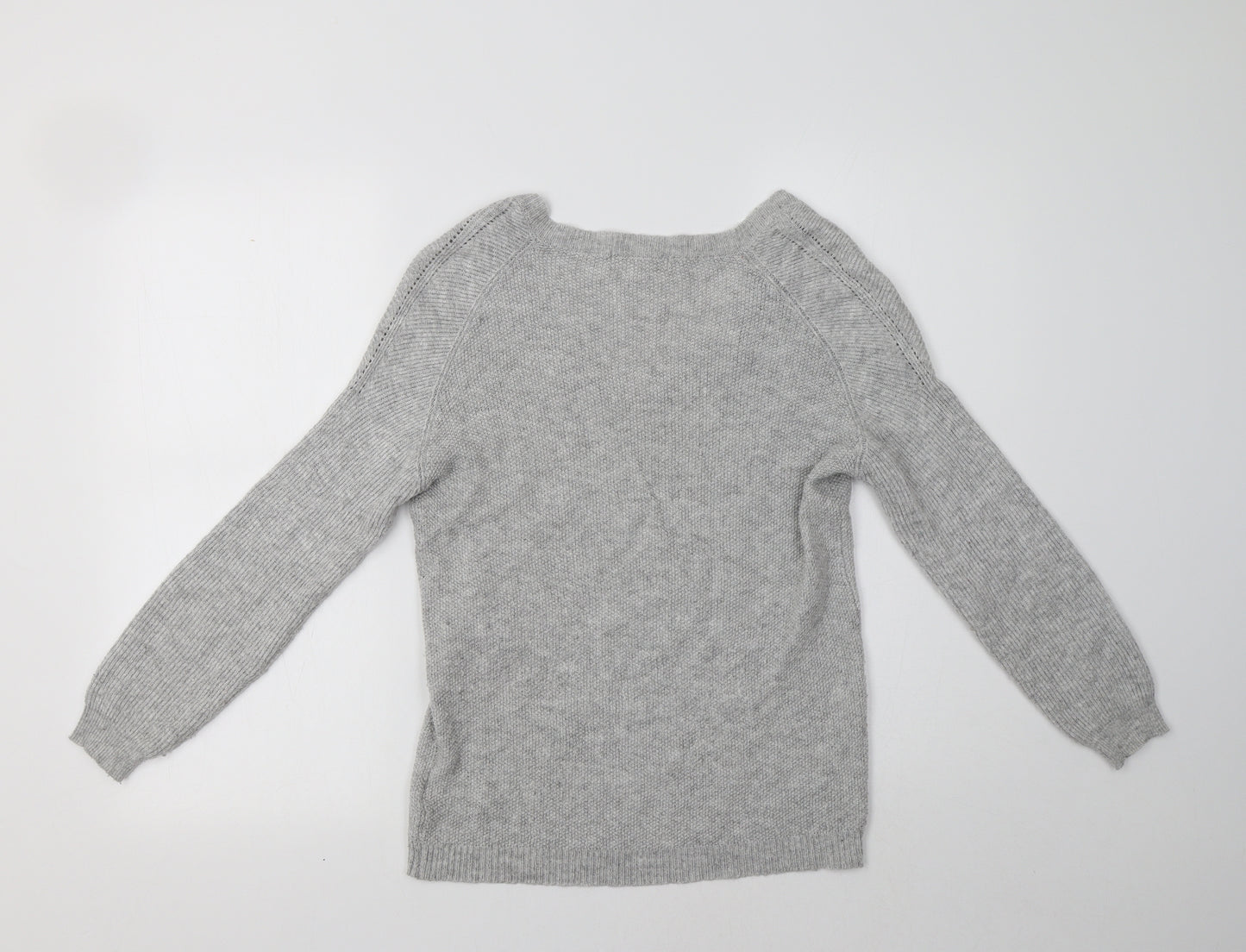 See U Soon Womens Grey V-Neck   Pullover Jumper Size S