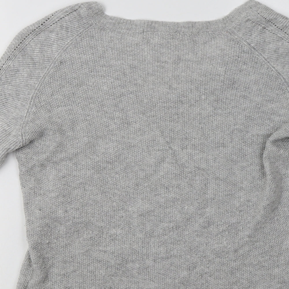 See U Soon Womens Grey V-Neck   Pullover Jumper Size S