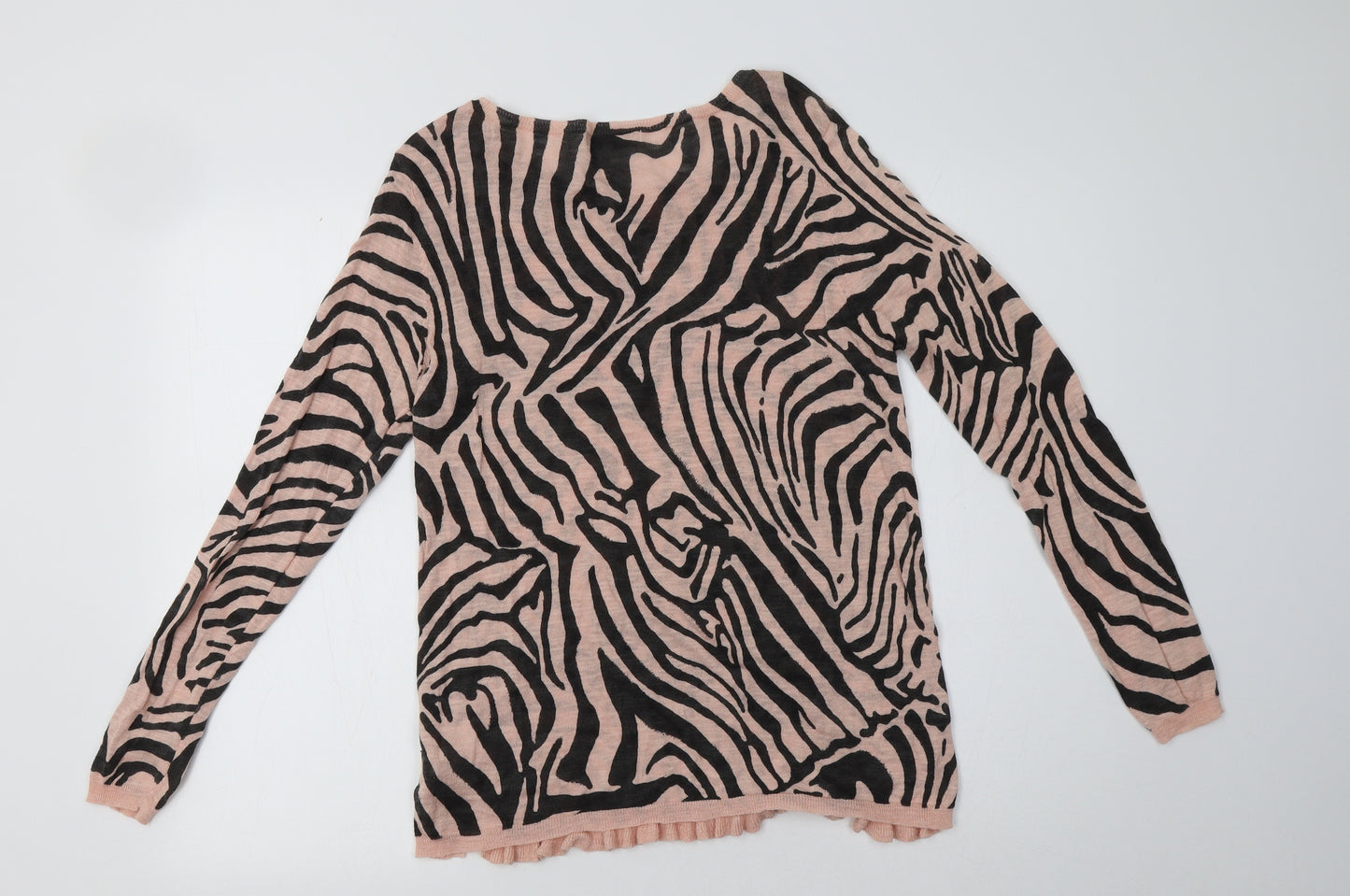 Sandwich Womens Pink Boat Neck Animal Print Viscose Pullover Jumper Size L