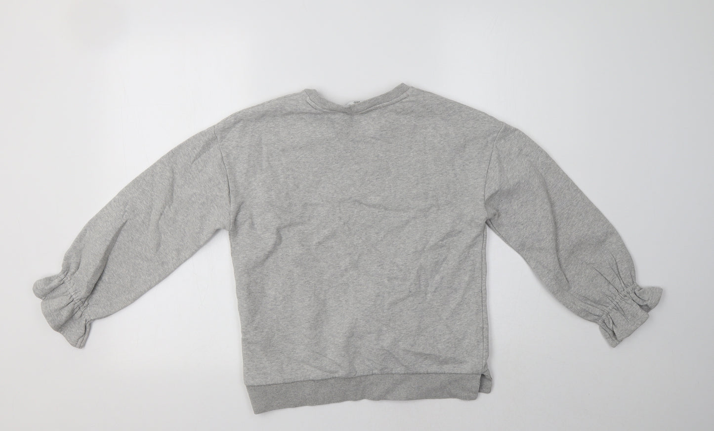 M&S Girls Grey Floral Cotton Pullover Sweatshirt Size 10-11 Years