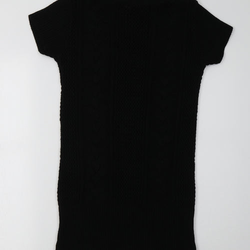 PRODIGY Womens Black Boat Neck  Acrylic Tunic Jumper Size M