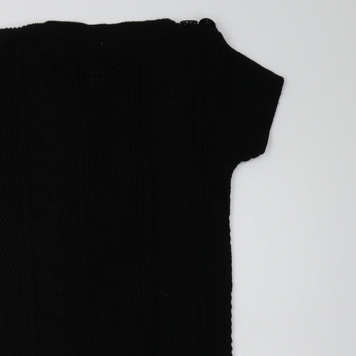 PRODIGY Womens Black Boat Neck  Acrylic Tunic Jumper Size M