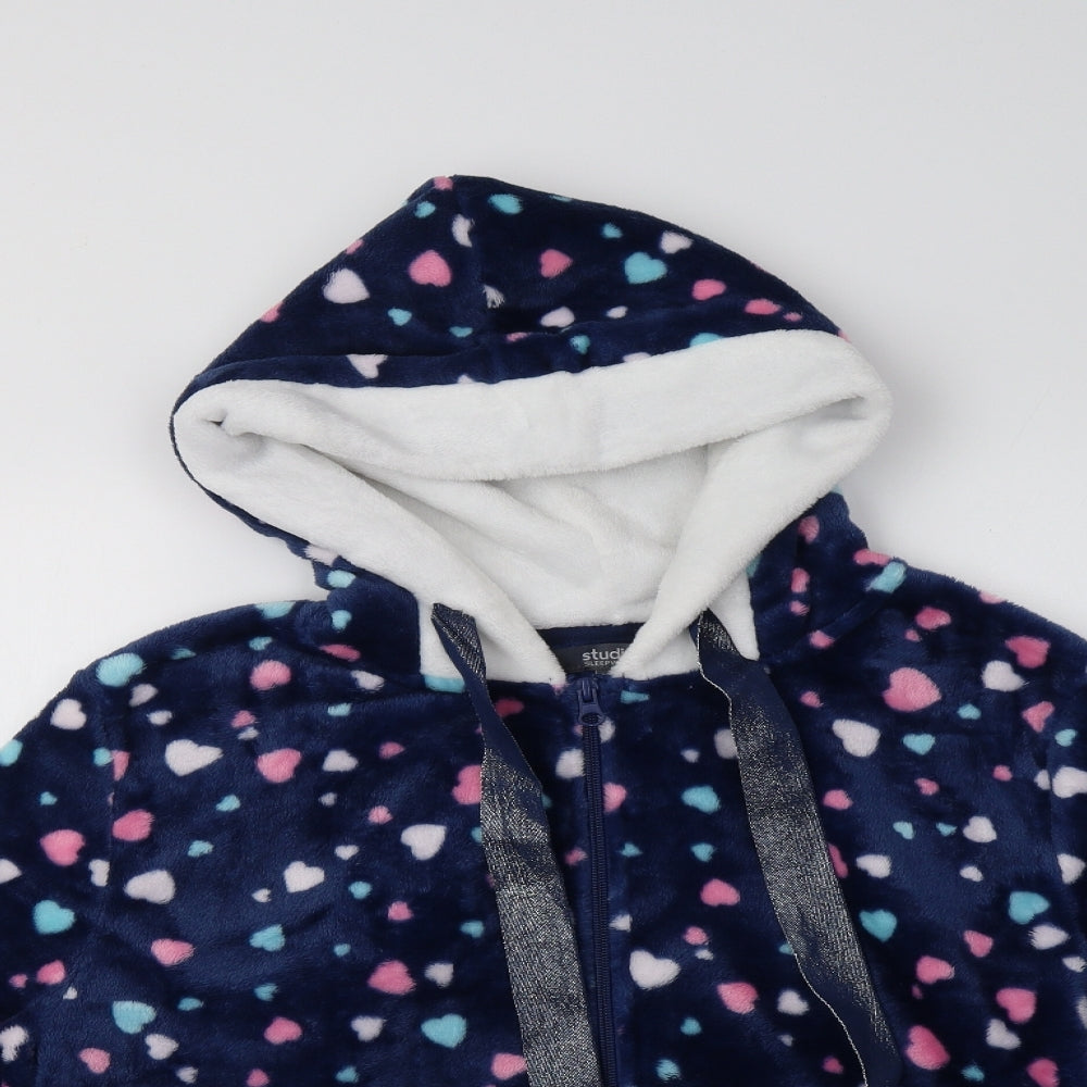 Studio Womens Blue Geometric Polyester Top Lounge Set Size 18   - Heart Print