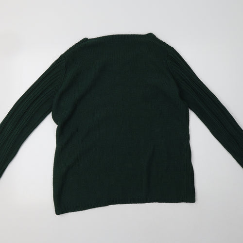 Therapy Womens Green Crew Neck  Acrylic Pullover Jumper Size M