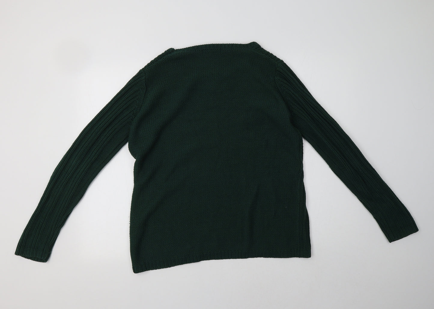 Therapy Womens Green Crew Neck  Acrylic Pullover Jumper Size M