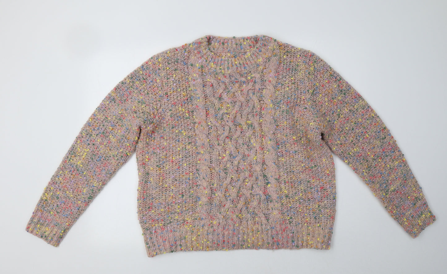 Matalan Womens Multicoloured Crew Neck  Acrylic Pullover Jumper Size XL