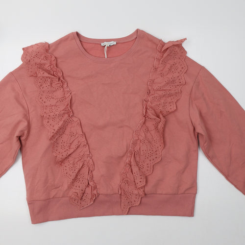 Warehouse Womens Pink  Cotton Pullover Hoodie Size M