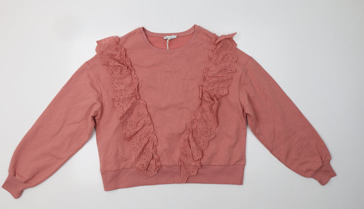 Warehouse Womens Pink  Cotton Pullover Hoodie Size M