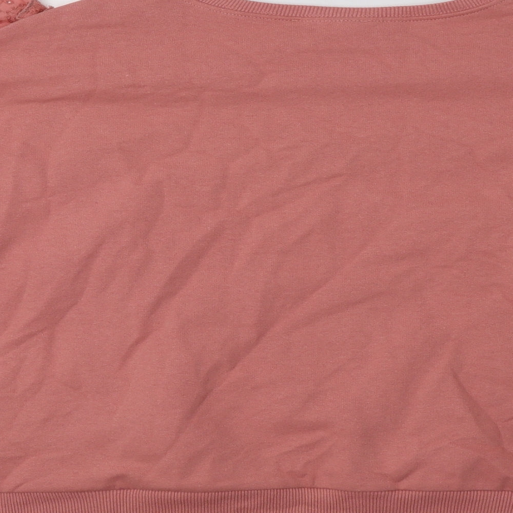 Warehouse Womens Pink  Cotton Pullover Hoodie Size M