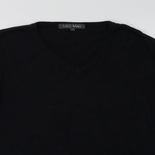 M&S Mens Blue V-Neck  Acrylic Pullover Jumper Size L