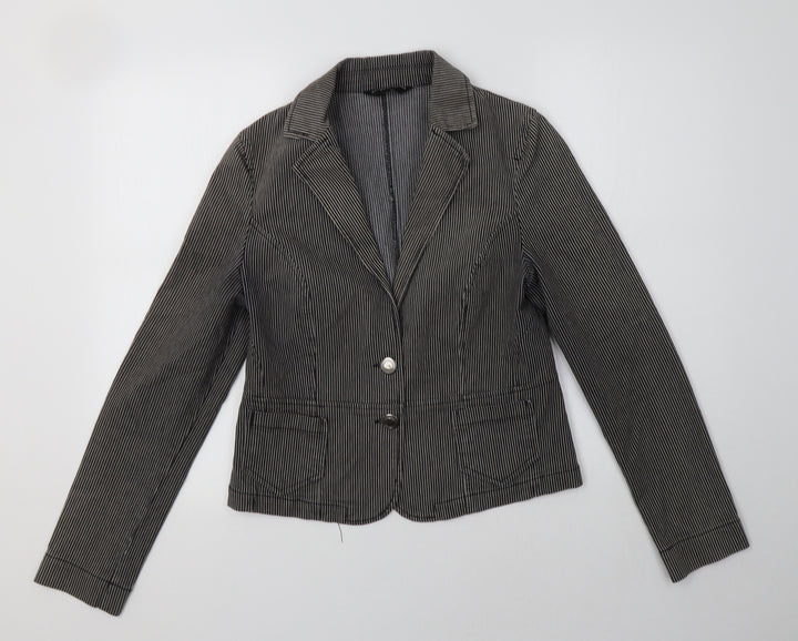 Dorothy Perkins Womens Grey Striped  Jacket Blazer Size 12