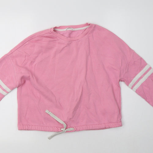 M&S Girls Pink Striped Cotton Pullover Sweatshirt Size 12-13 Years