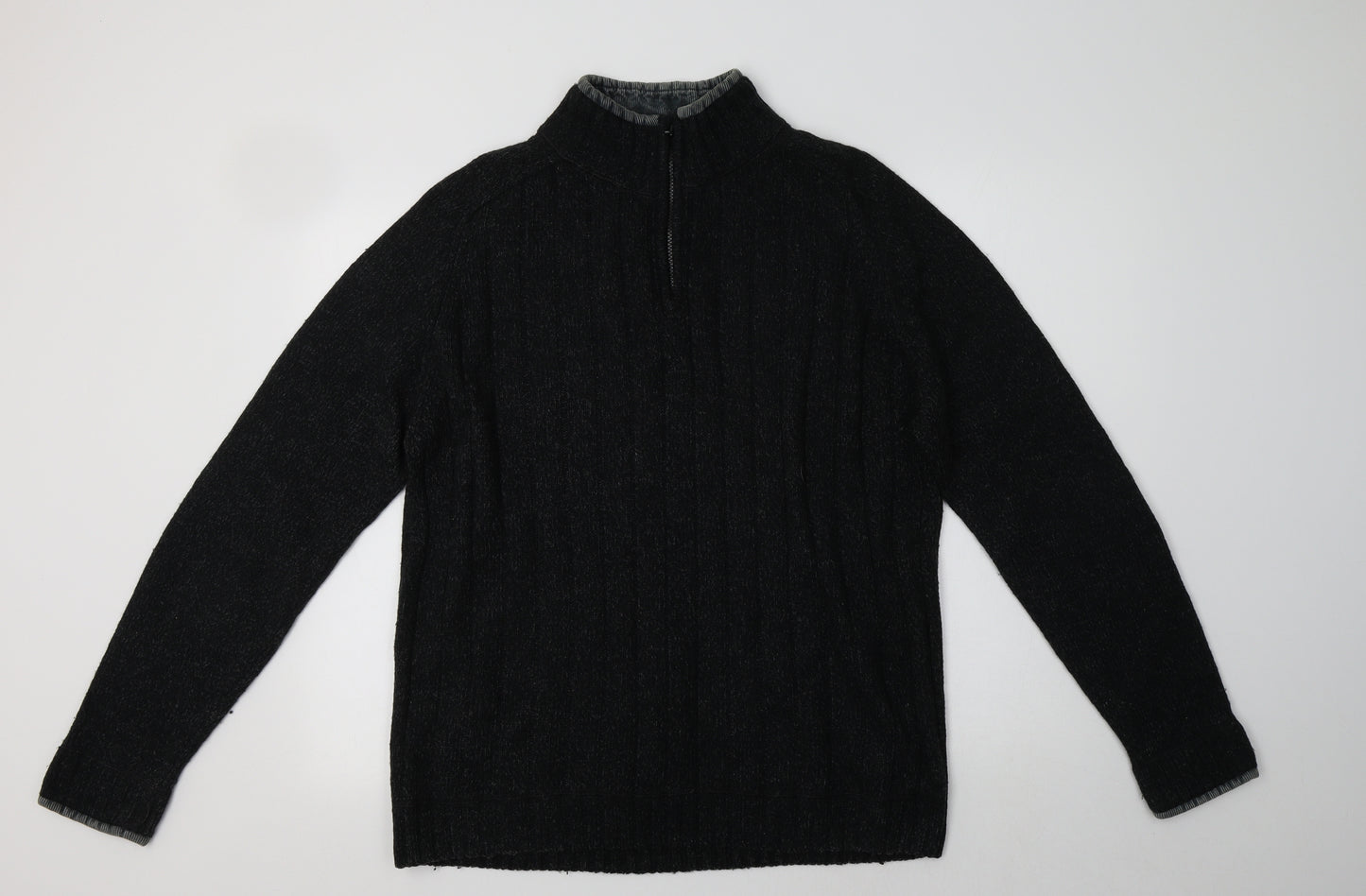 M&S Mens Grey Collared  Wool Pullover Jumper Size M