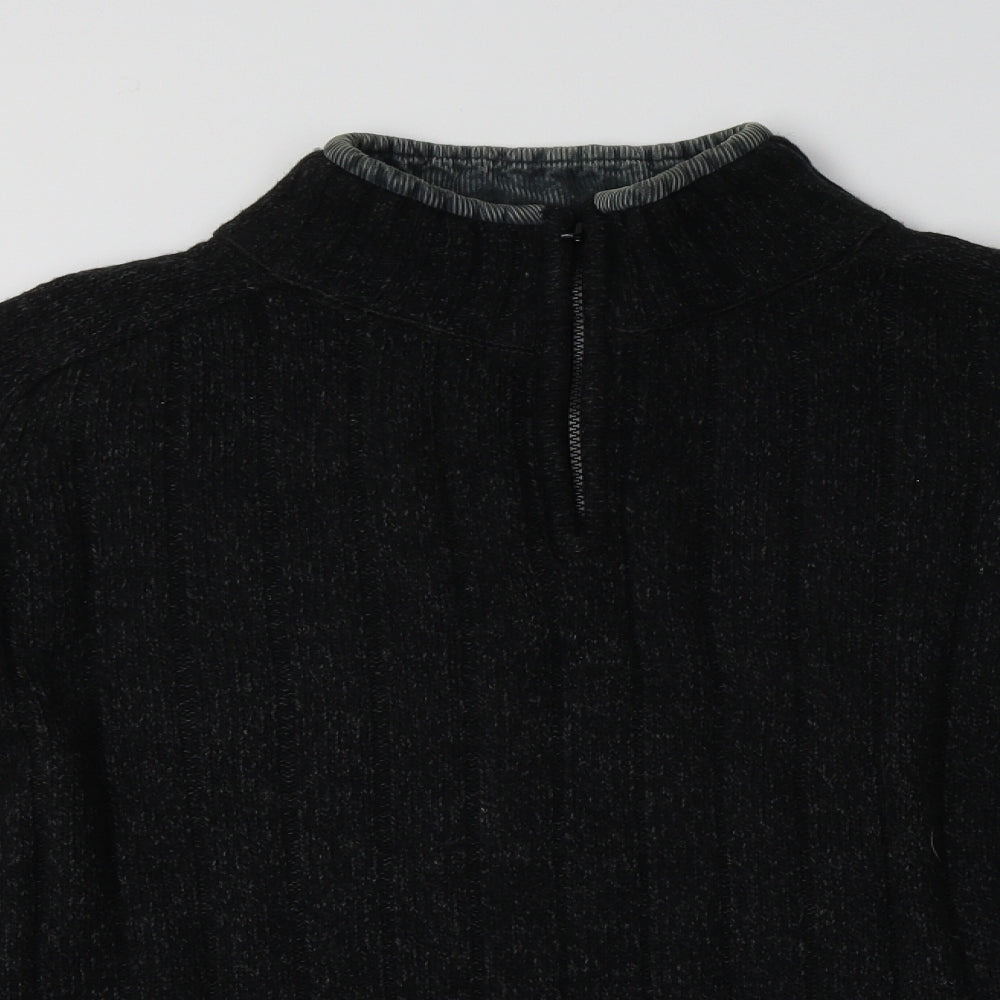 M&S Mens Grey Collared  Wool Pullover Jumper Size M