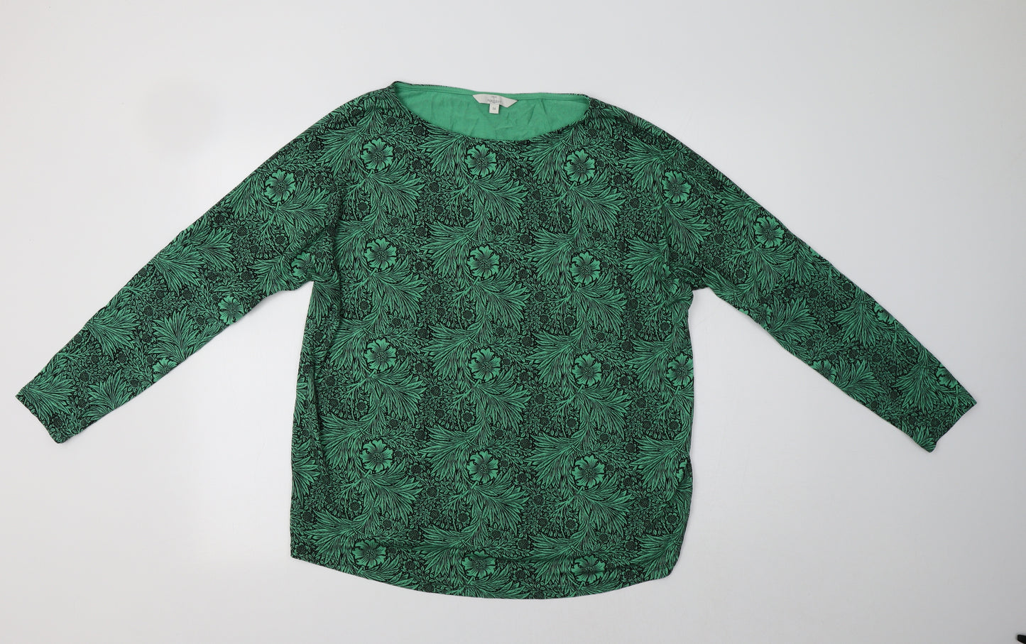 NEXT Womens Green Floral Viscose Basic Blouse Size 16 Round Neck
