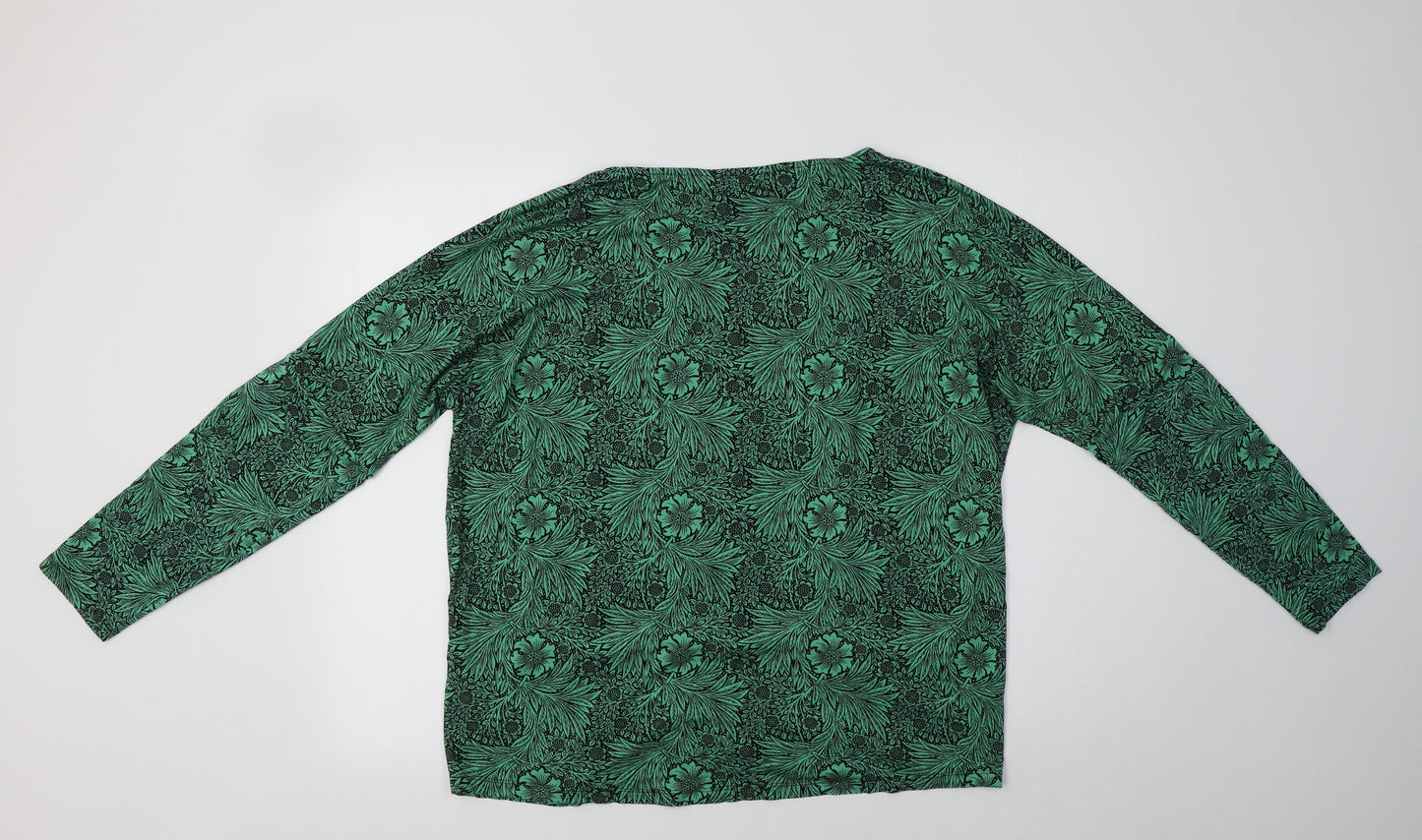 NEXT Womens Green Floral Viscose Basic Blouse Size 16 Round Neck
