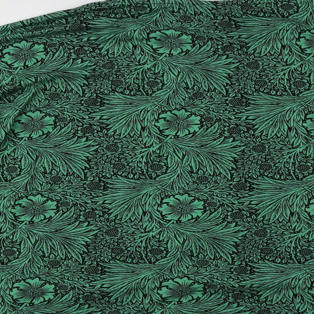 NEXT Womens Green Floral Viscose Basic Blouse Size 16 Round Neck