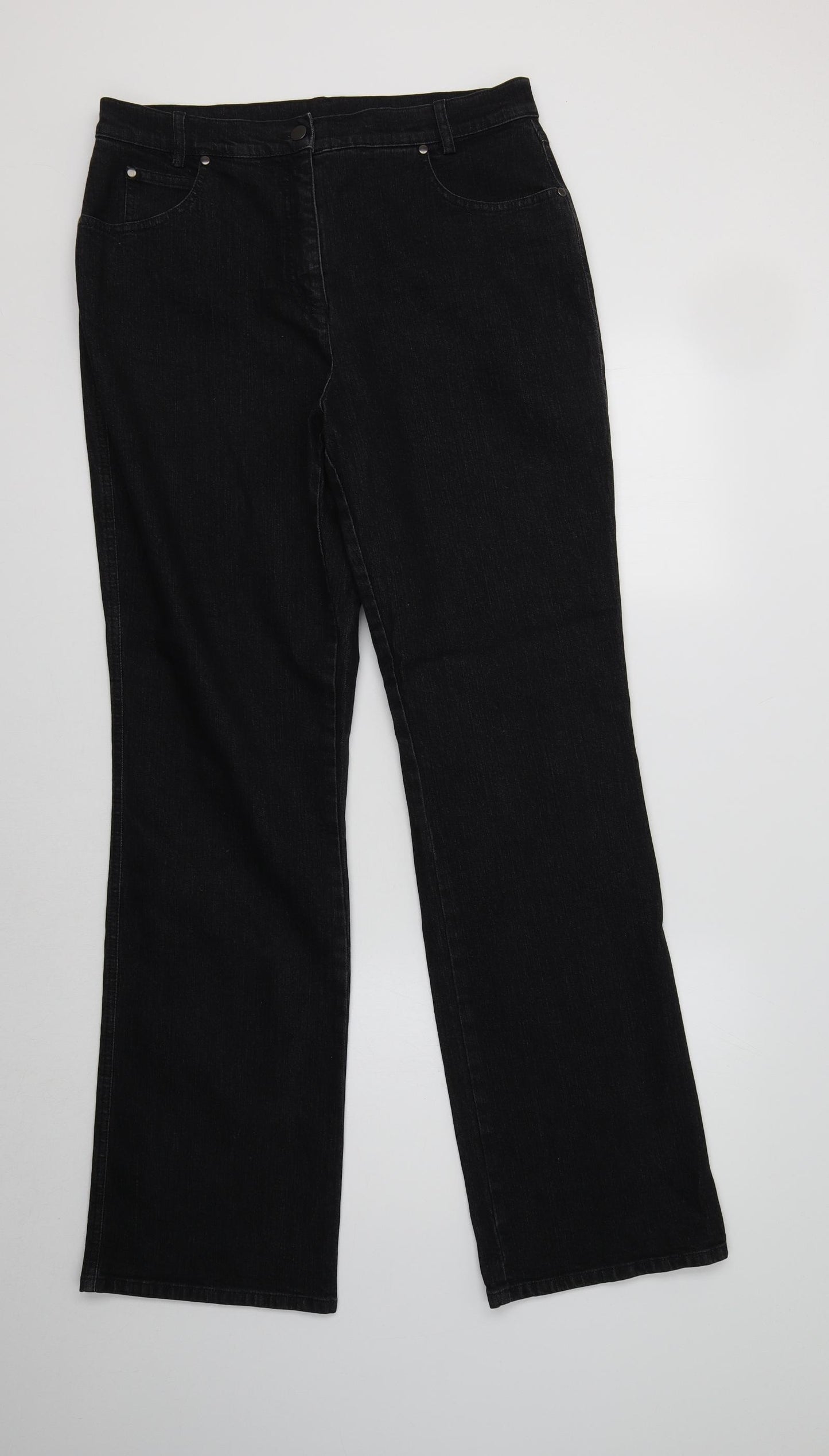 Viyella Womens Black  Cotton Bootcut Jeans Size 14 L34 in Regular