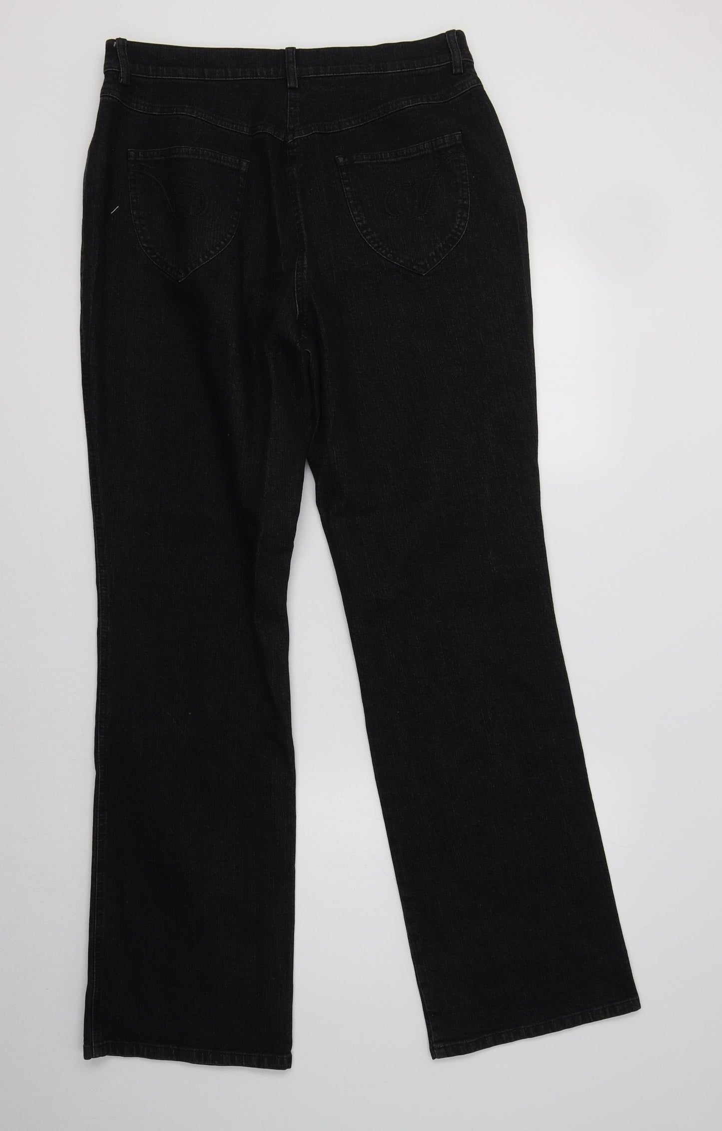 Viyella Womens Black  Cotton Bootcut Jeans Size 14 L34 in Regular