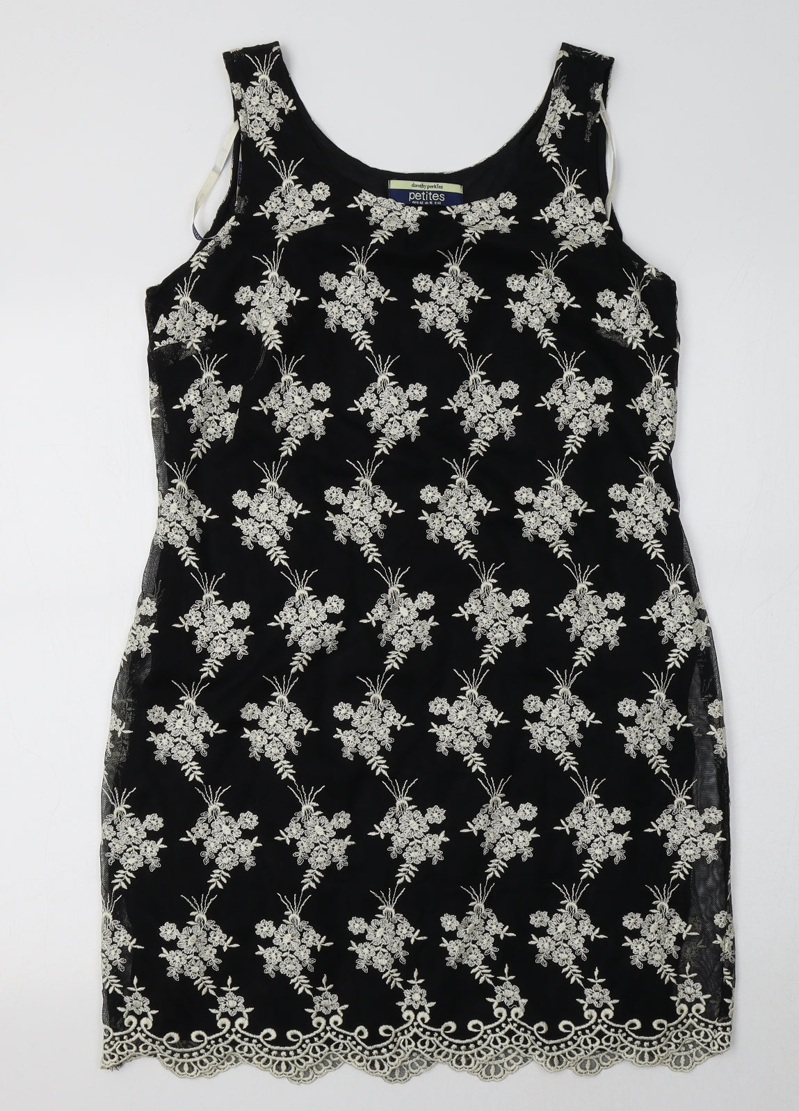 Dorothy Perkins Womens Black Floral Viscose Tank Dress  Size 16  Round Neck
