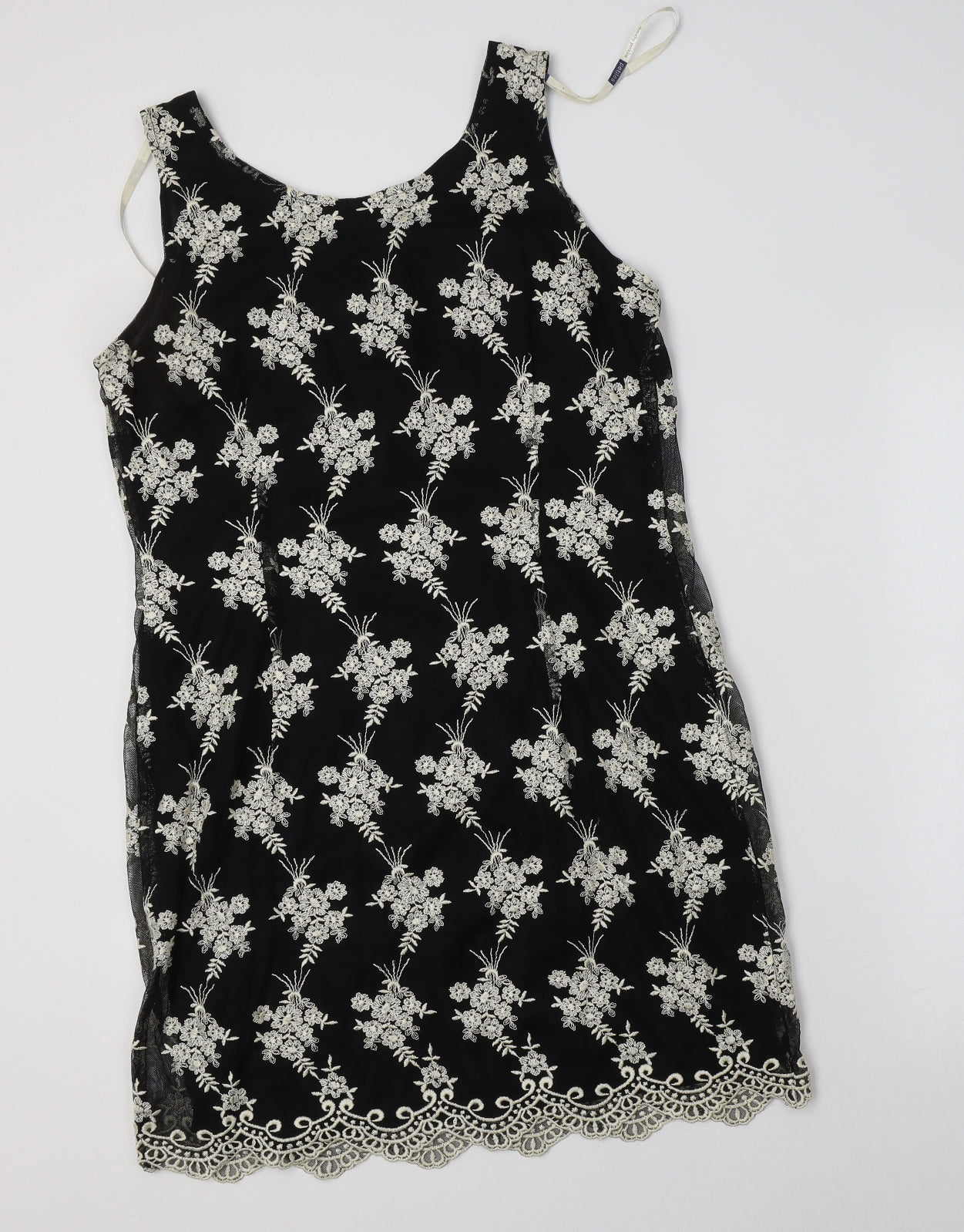 Dorothy Perkins Womens Black Floral Viscose Tank Dress  Size 16  Round Neck