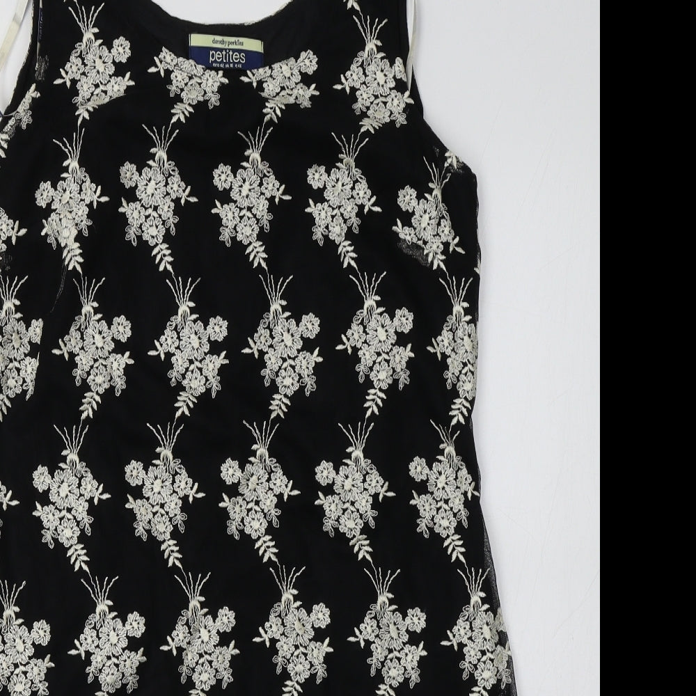 Dorothy Perkins Womens Black Floral Viscose Tank Dress  Size 16  Round Neck