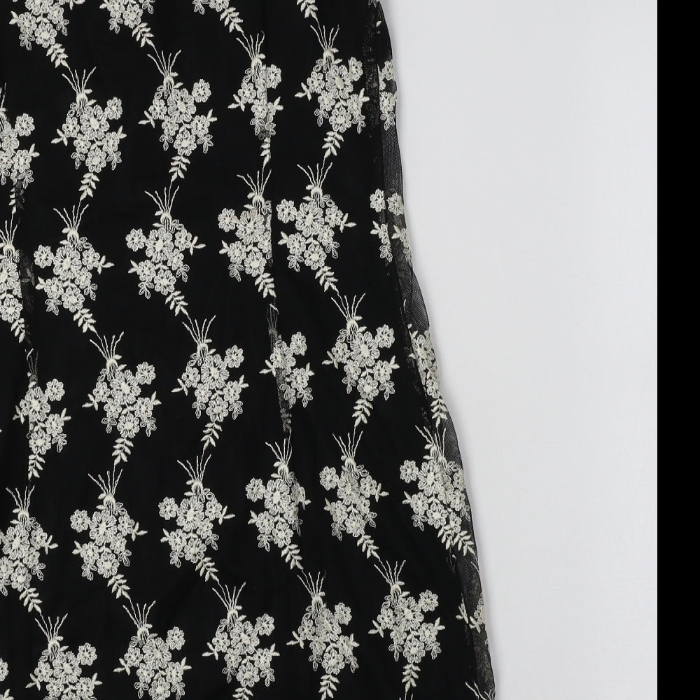 Dorothy Perkins Womens Black Floral Viscose Tank Dress  Size 16  Round Neck