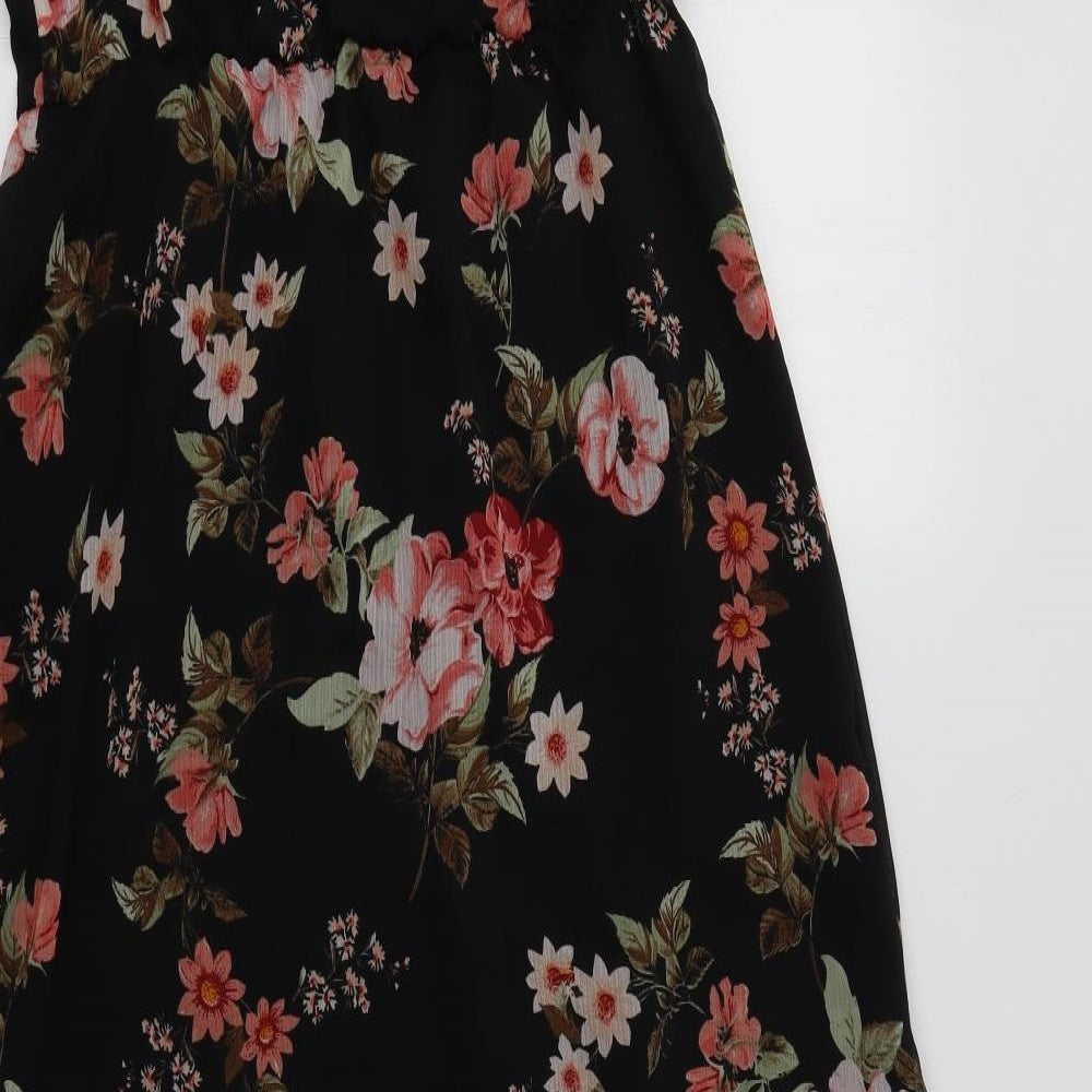 F&F Womens Black Floral Polyester Maxi  Size 14  Off the Shoulder