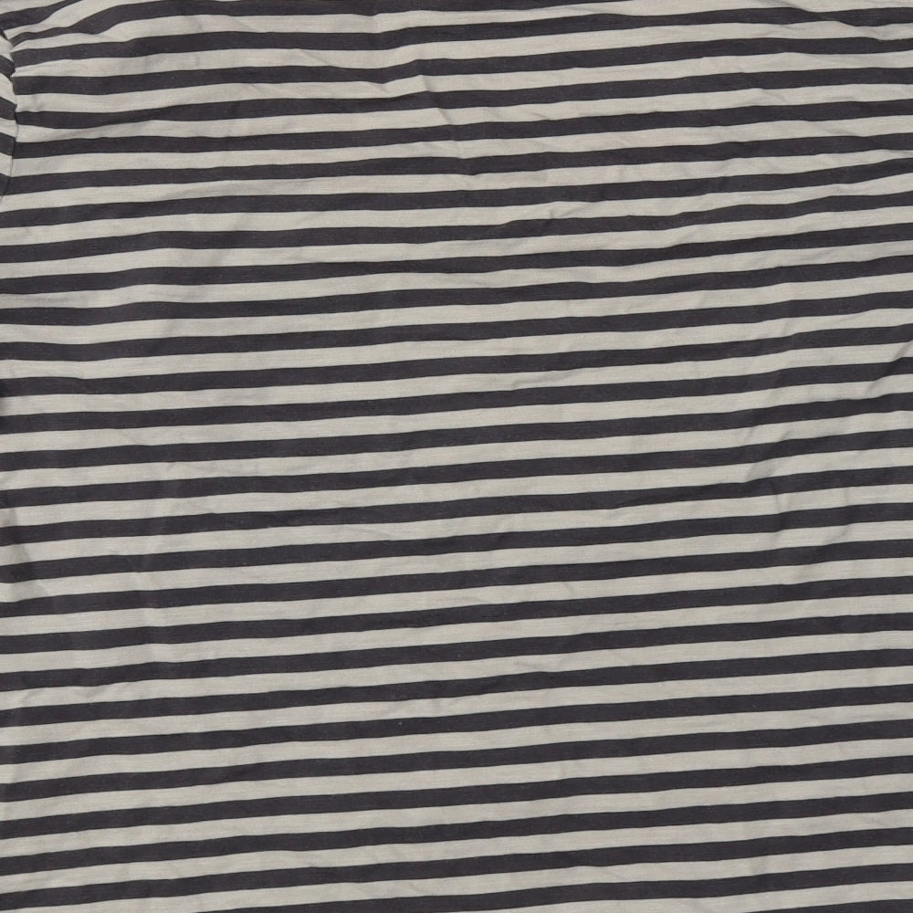 Boden Womens Grey Striped Cotton Basic T-Shirt Size 12 Scoop Neck