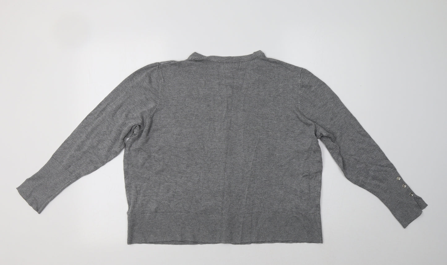 Primark Womens Grey Crew Neck  Viscose Cardigan Jumper Size 20