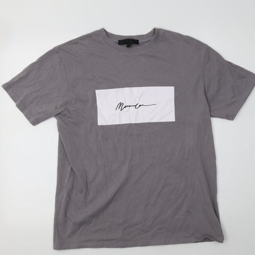 Mennace Mens Grey  Cotton  T-Shirt Size S Crew Neck