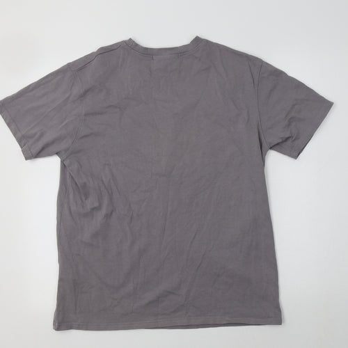 Mennace Mens Grey  Cotton  T-Shirt Size S Crew Neck