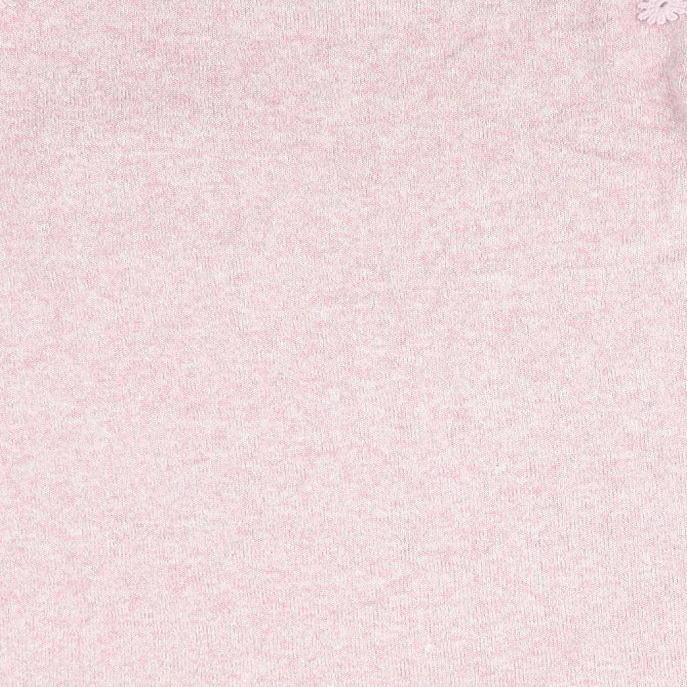 Geoge Girls Pink Round Neck  Viscose Pullover Jumper Size 9-10 Years   - Floral Lace Shoulder & Pocket Detail