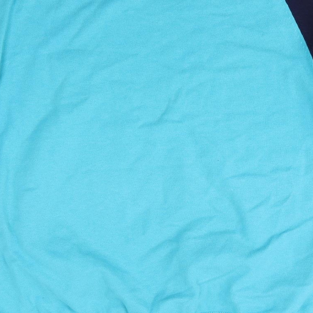 Lyle & Scott Mens Blue Round Neck  Cotton Pullover Jumper Size M   - Navy & Turquoise Colourblock