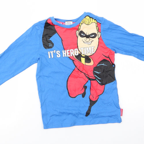 Disney Pixar Boys Blue Solid Cotton  Pyjama Top Size 4-5 Years   - It's Hero Time