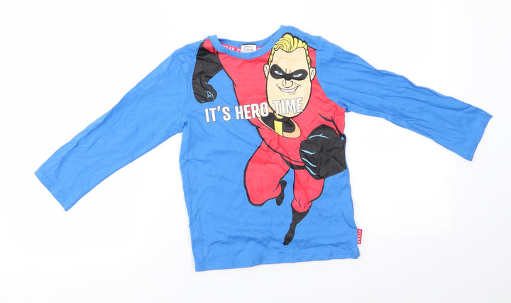Disney Pixar Boys Blue Solid Cotton  Pyjama Top Size 4-5 Years   - It's Hero Time
