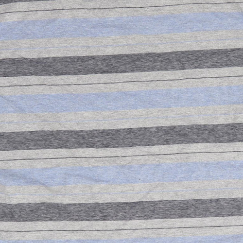 George Mens Blue Striped Cotton  T-Shirt Size M V-Neck  - Blue Grey