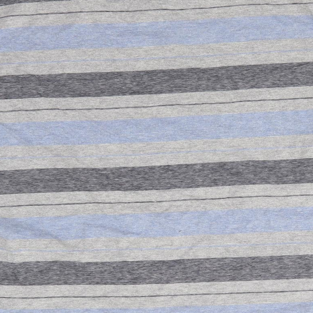 George Mens Blue Striped Cotton  T-Shirt Size M V-Neck  - Blue Grey