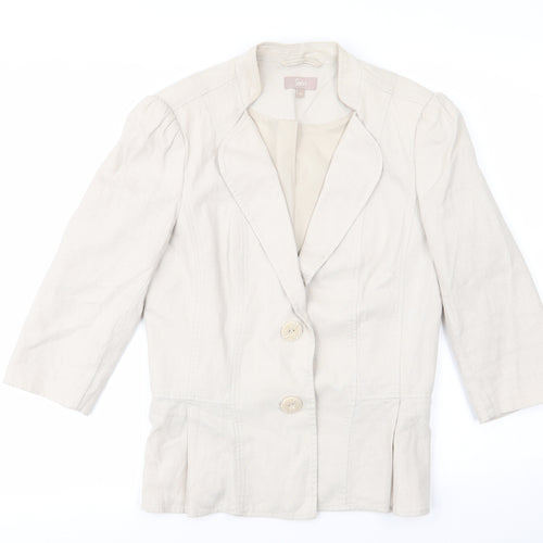 Soon Womens Beige   Jacket  Size 10   - Line Look Jacket Mandarin Style Collar ¾ Sleeves