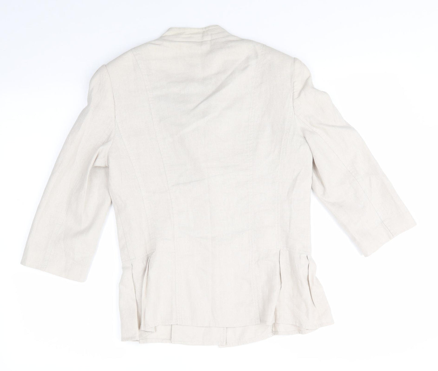 Soon Womens Beige   Jacket  Size 10   - Line Look Jacket Mandarin Style Collar ¾ Sleeves