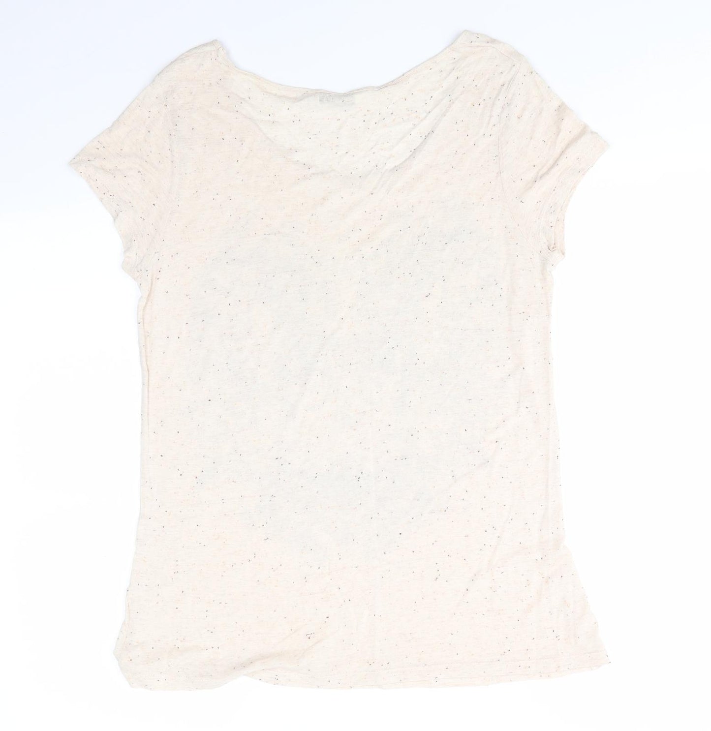 New Look Womens Beige Animal Print  Basic T-Shirt Size 10 Round Neck - Owl Subtle Glitter effect